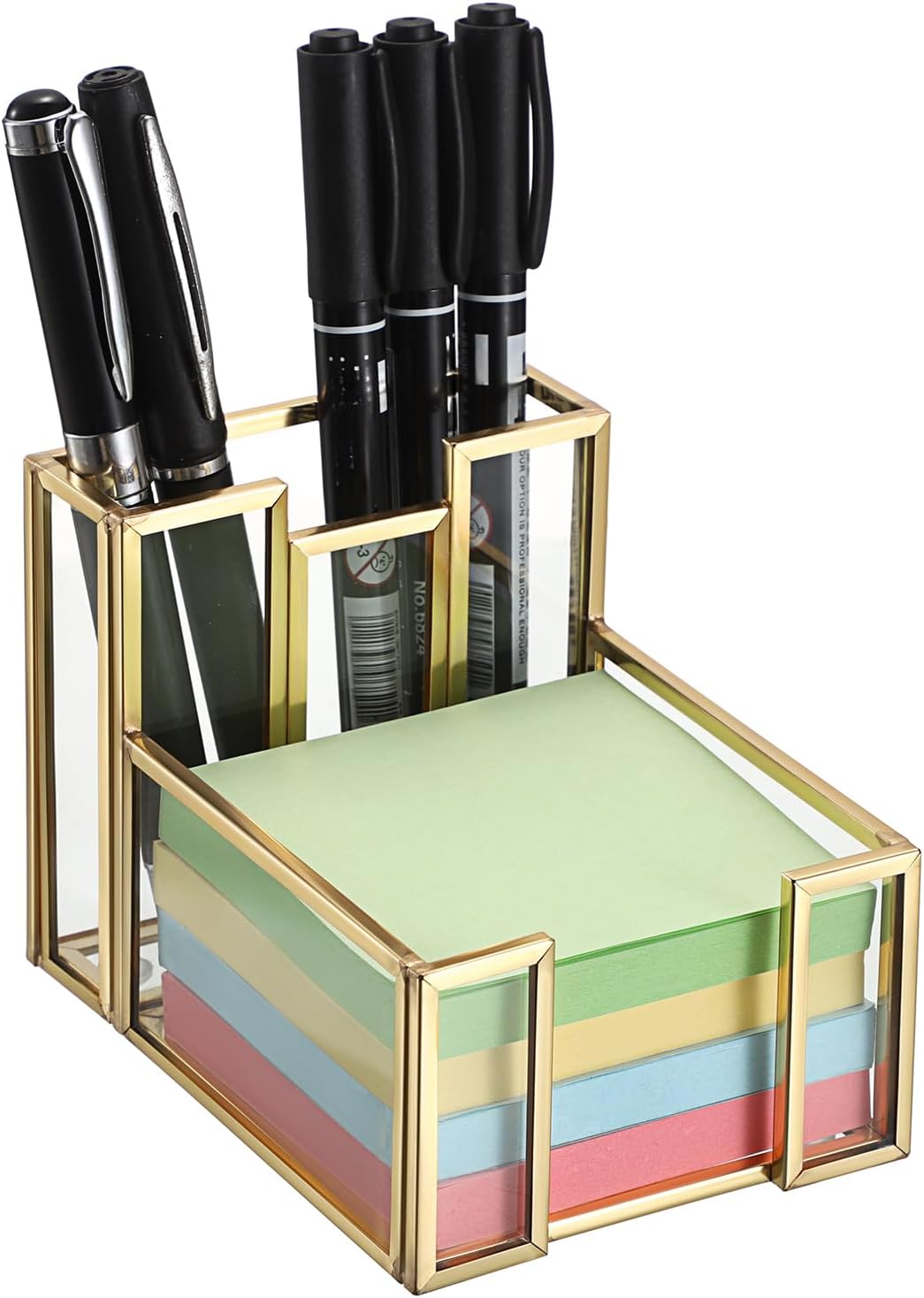 Metal Glass Sticky Note Holder for 3x3 Inch Sticky Notes