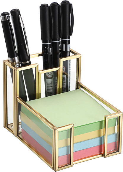 Metal Glass Sticky Note Holder for 3x3 Inch Sticky Notes