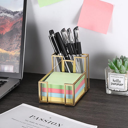 Metal Glass Sticky Note Holder for 3x3 Inch Sticky Notes