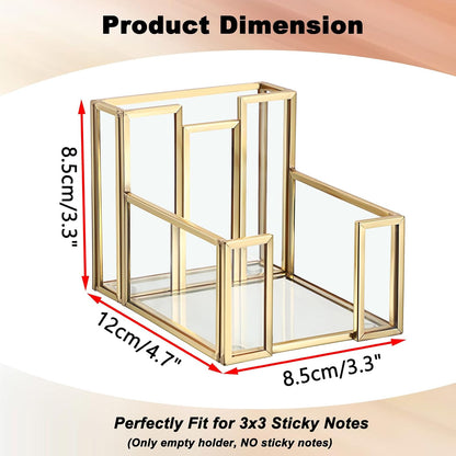 Metal Glass Sticky Note Holder for 3x3 Inch Sticky Notes