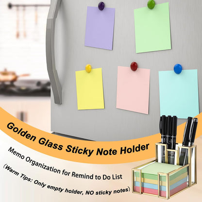 Metal Glass Sticky Note Holder for 3x3 Inch Sticky Notes