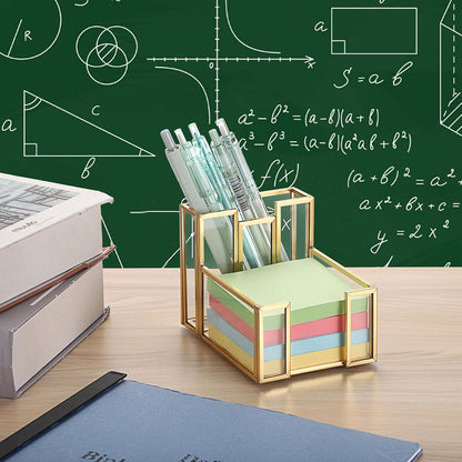 Metal Glass Sticky Note Holder for 3x3 Inch Sticky Notes