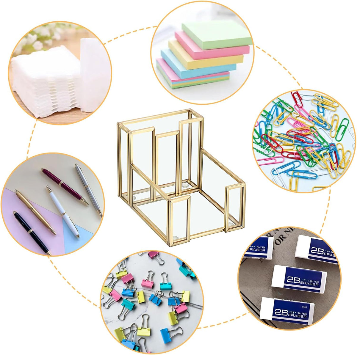 Metal Glass Sticky Note Holder for 3x3 Inch Sticky Notes