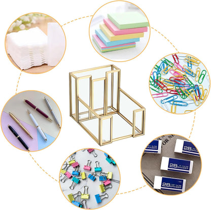 Metal Glass Sticky Note Holder for 3x3 Inch Sticky Notes