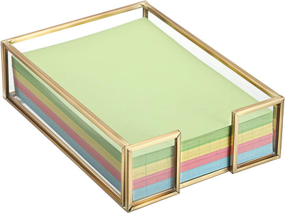 Metal Glass Sticky Note Holder for 3x3 Inch Sticky Notes