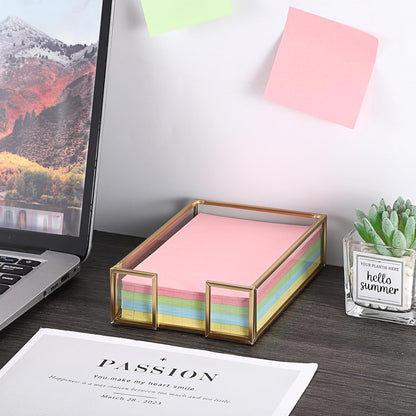 Metal Glass Sticky Note Holder for 3x3 Inch Sticky Notes