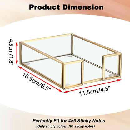 Metal Glass Sticky Note Holder for 3x3 Inch Sticky Notes