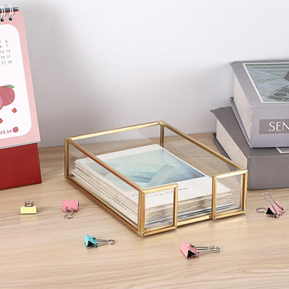 Metal Glass Sticky Note Holder for 3x3 Inch Sticky Notes