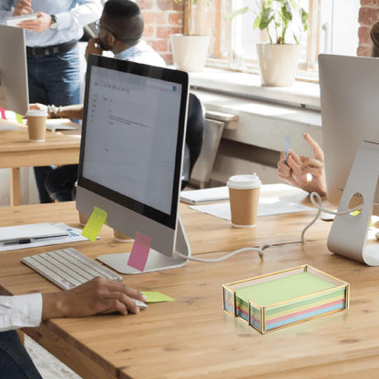 Metal Glass Sticky Note Holder for 3x3 Inch Sticky Notes
