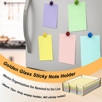 Metal Glass Sticky Note Holder for 3x3 Inch Sticky Notes