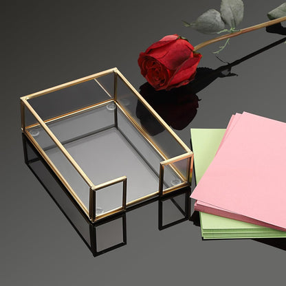 Metal Glass Sticky Note Holder for 3x3 Inch Sticky Notes