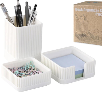 Aesthetic Desk Organizer Set,3-Piece Sturdy Plastic Office Accessories
