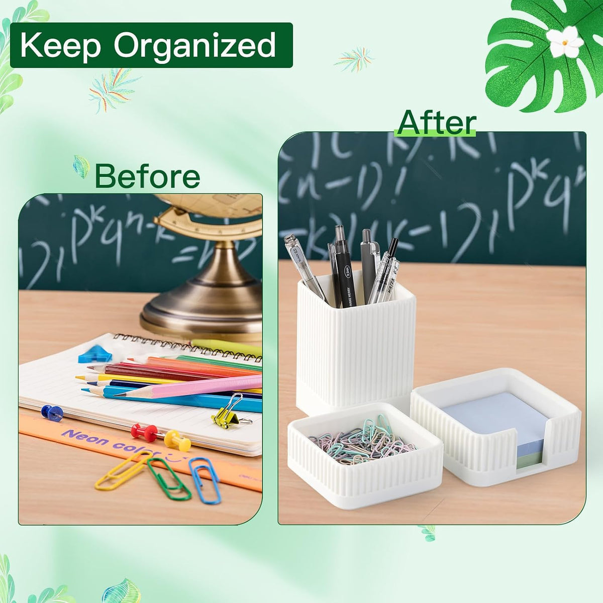Aesthetic Desk Organizer Set,3-Piece Sturdy Plastic Office Accessories