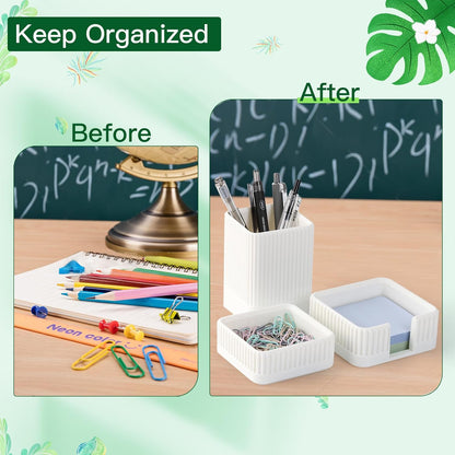 Aesthetic Desk Organizer Set,3-Piece Sturdy Plastic Office Accessories