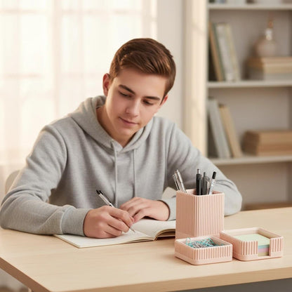 Aesthetic Desk Organizer Set,3-Piece Sturdy Plastic Office Accessories