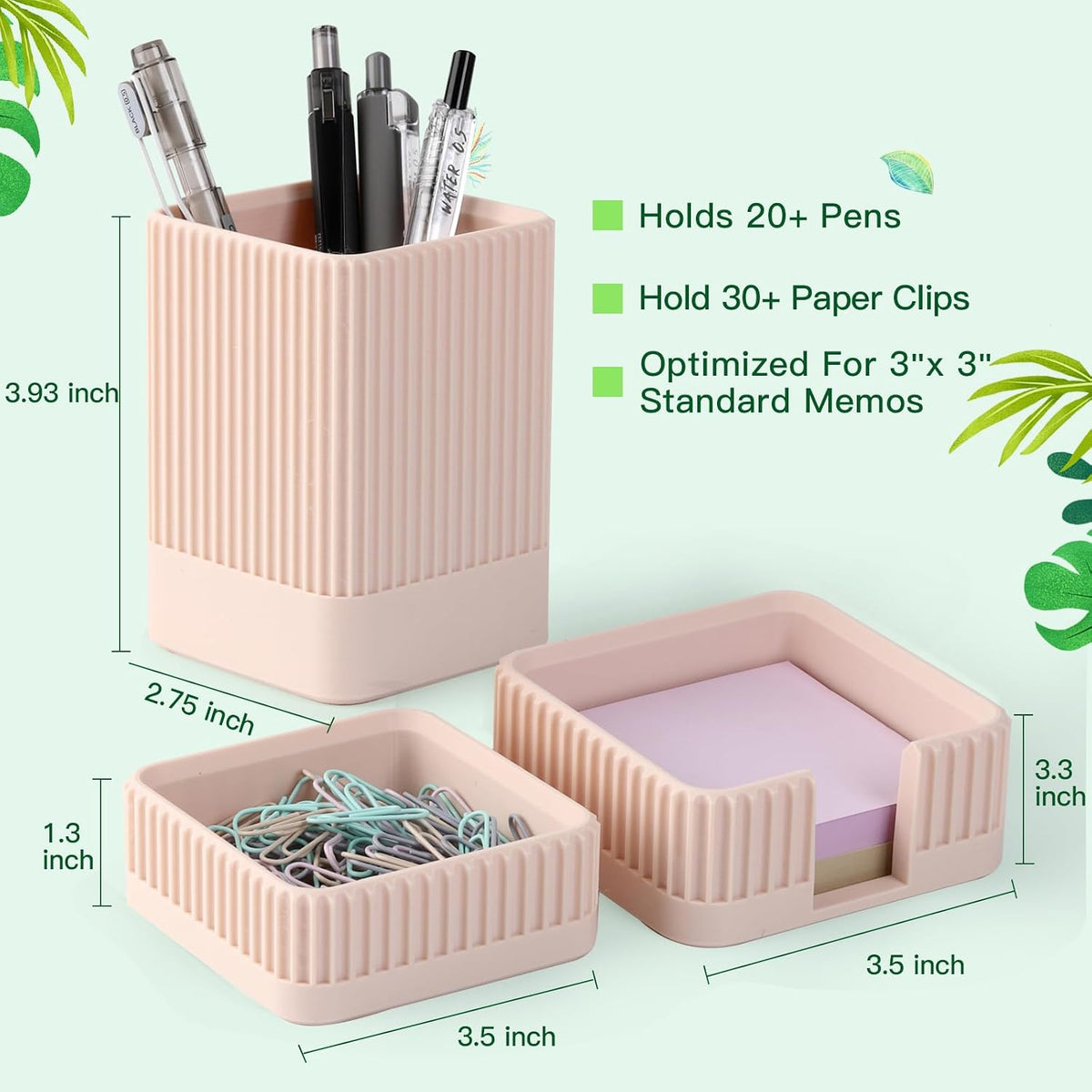 Aesthetic Desk Organizer Set,3-Piece Sturdy Plastic Office Accessories