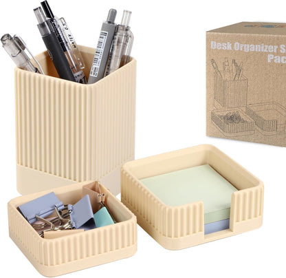 Aesthetic Desk Organizer Set,3-Piece Sturdy Plastic Office Accessories