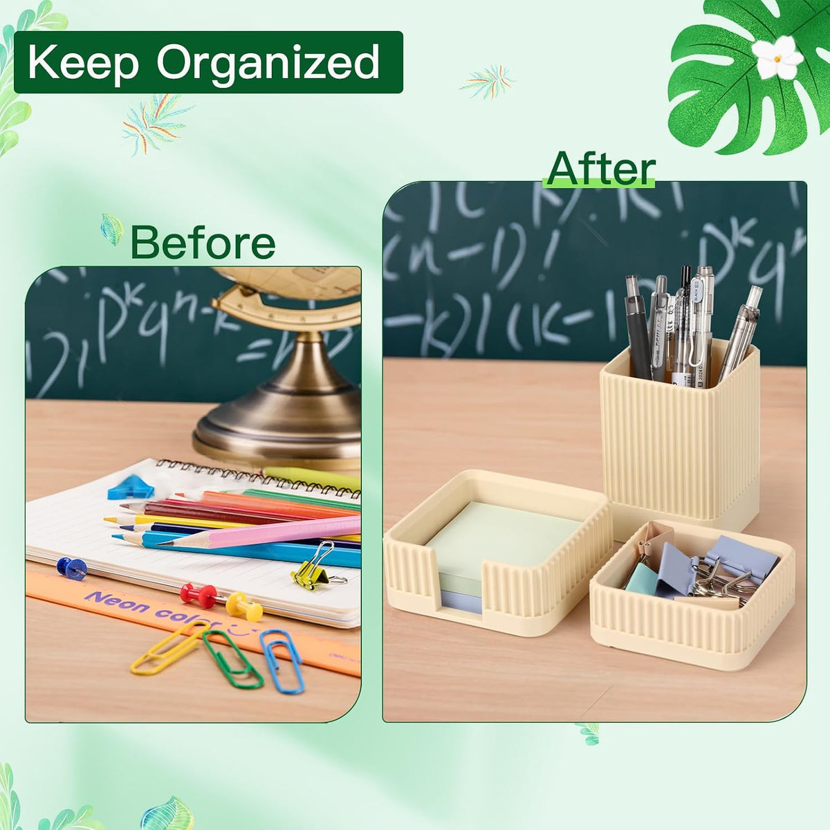 Aesthetic Desk Organizer Set,3-Piece Sturdy Plastic Office Accessories