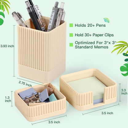 Aesthetic Desk Organizer Set,3-Piece Sturdy Plastic Office Accessories