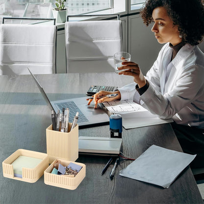 Aesthetic Desk Organizer Set,3-Piece Sturdy Plastic Office Accessories