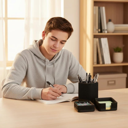 Aesthetic Desk Organizer Set,3-Piece Sturdy Plastic Office Accessories