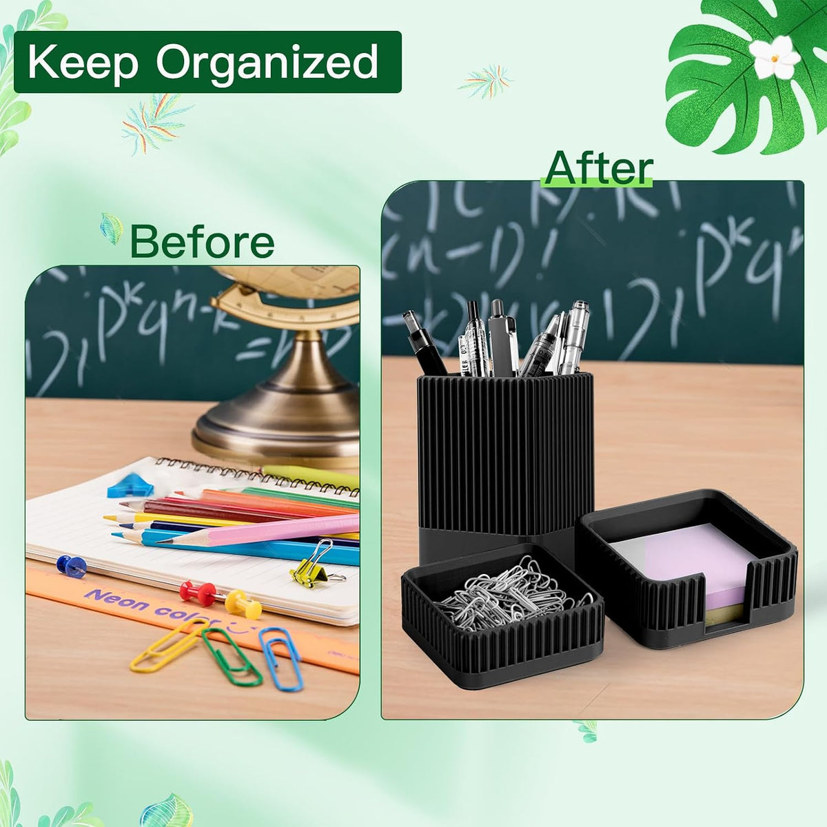 Aesthetic Desk Organizer Set,3-Piece Sturdy Plastic Office Accessories