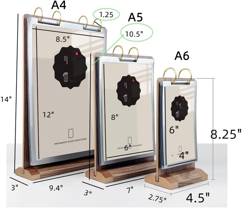 A6 Walnut Wood Sign Holder Vertical Table Flip Display 6 Page 12 Picture