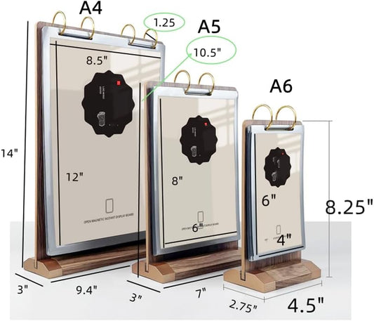 A6 Walnut Wood Sign Holder Vertical Table Flip Display 6 Page 12 Picture