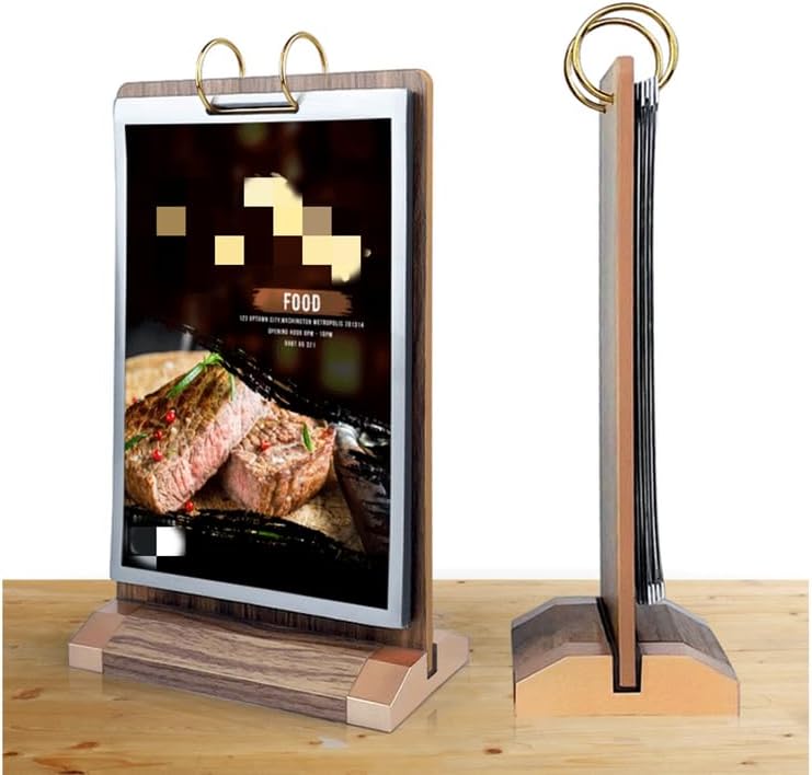 A6 Walnut Wood Sign Holder Vertical Table Flip Display 6 Page 12 Picture