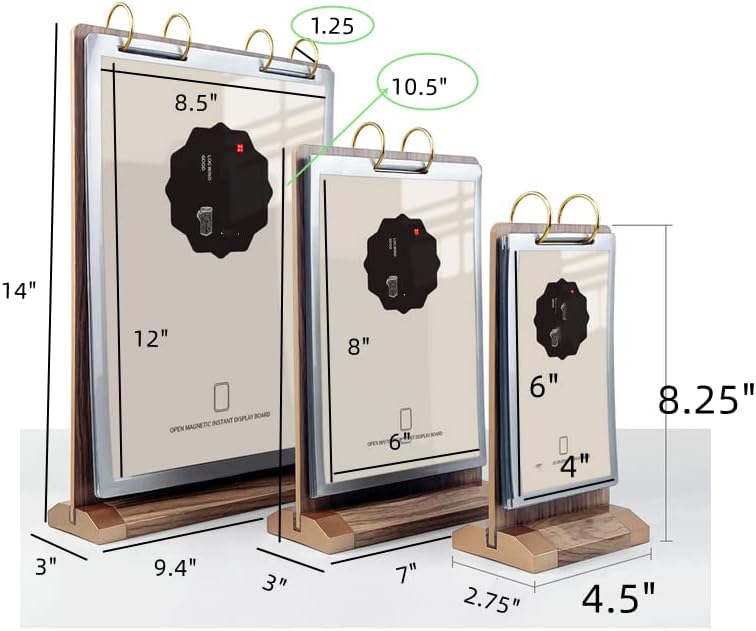 A6 Walnut Wood Sign Holder Vertical Table Flip Display 6 Page 12 Picture