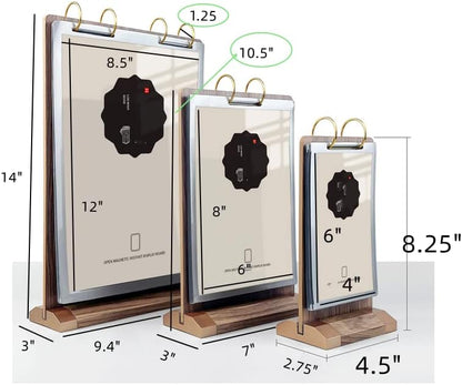 A6 Walnut Wood Sign Holder Vertical Table Flip Display 6 Page 12 Picture
