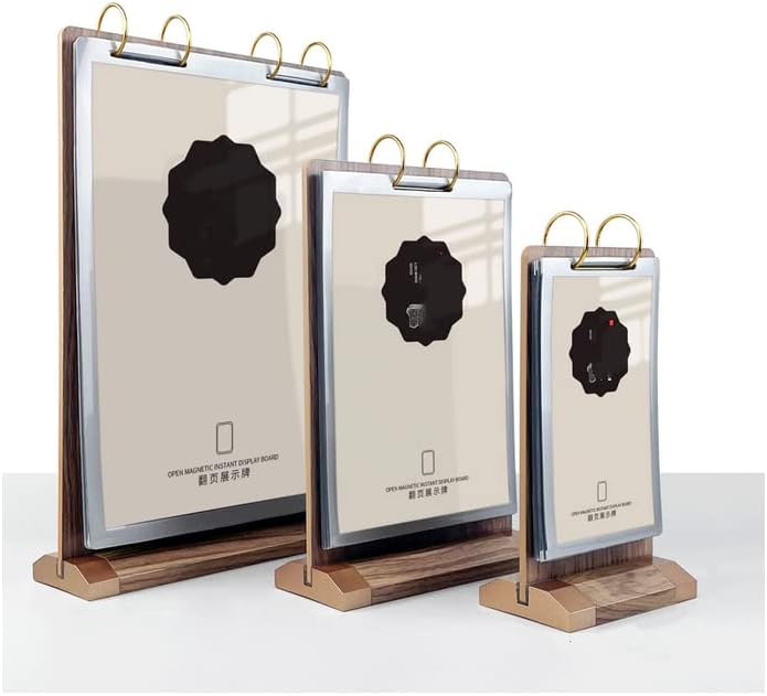 A6 Walnut Wood Sign Holder Vertical Table Flip Display 6 Page 12 Picture