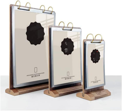 A6 Walnut Wood Sign Holder Vertical Table Flip Display 6 Page 12 Picture