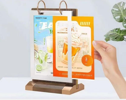 A6 Walnut Wood Sign Holder Vertical Table Flip Display 6 Page 12 Picture