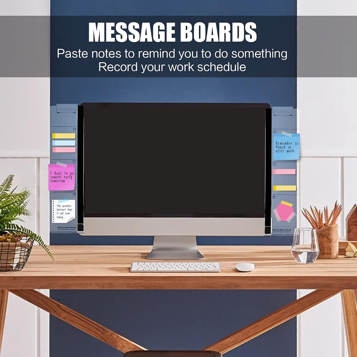 Office Desk Accessories 2pcs Multifunction Computer Monitor Memo Board - Transparent Computer Side Panel Memo Creative Monitor Side Panel Suitable for Office Home Desktop