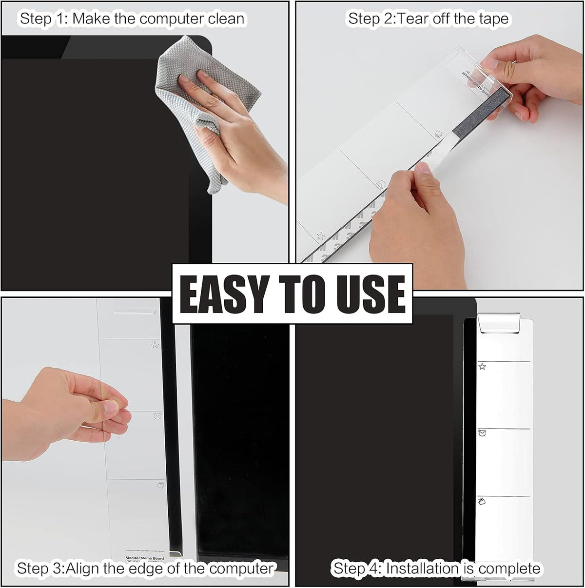 Office Desk Accessories 2pcs Multifunction Computer Monitor Memo Board - Transparent Computer Side Panel Memo Creative Monitor Side Panel Suitable for Office Home Desktop