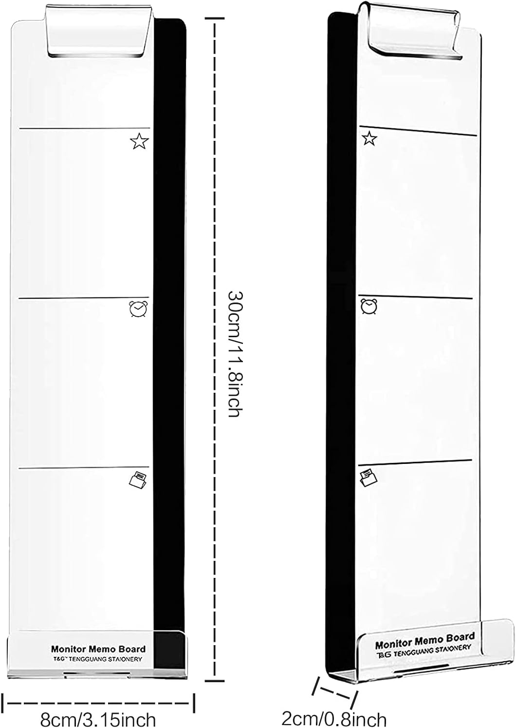 Office Desk Accessories 2pcs Multifunction Computer Monitor Memo Board - Transparent Computer Side Panel Memo Creative Monitor Side Panel Suitable for Office Home Desktop