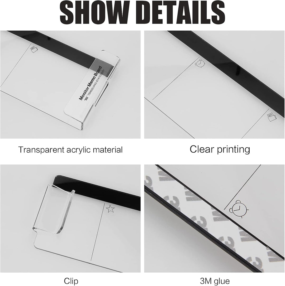 Office Desk Accessories 2pcs Multifunction Computer Monitor Memo Board - Transparent Computer Side Panel Memo Creative Monitor Side Panel Suitable for Office Home Desktop