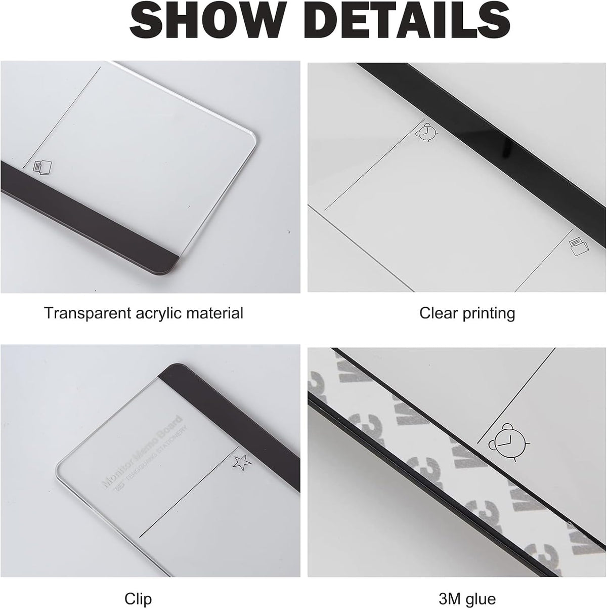 Office Desk Accessories 2pcs Multifunction Computer Monitor Memo Board - Transparent Computer Side Panel Memo Creative Monitor Side Panel Suitable for Office Home Desktop