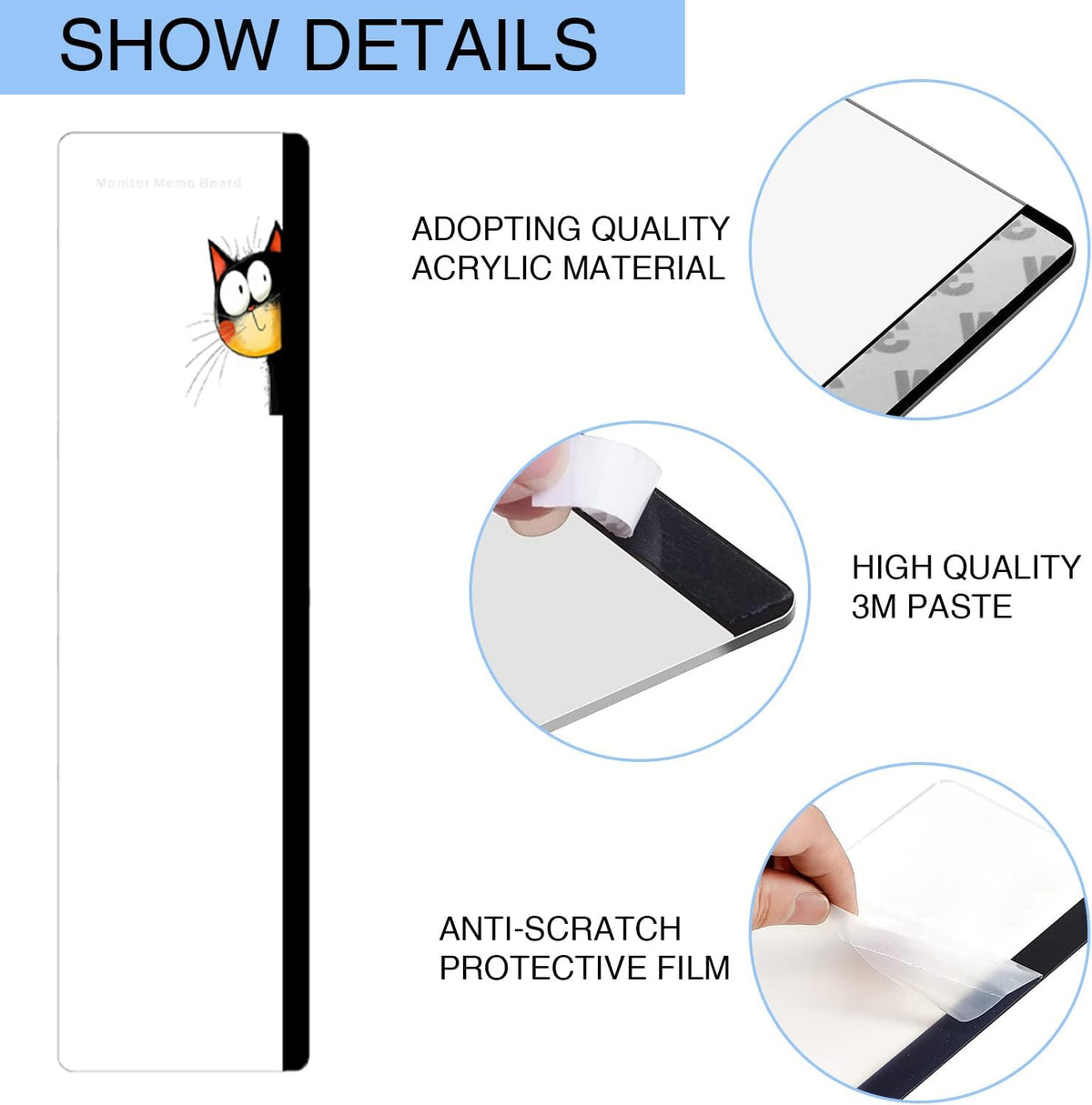 Office Desk Accessories 2pcs Multifunction Computer Monitor Memo Board - Transparent Computer Side Panel Memo Creative Monitor Side Panel Suitable for Office Home Desktop