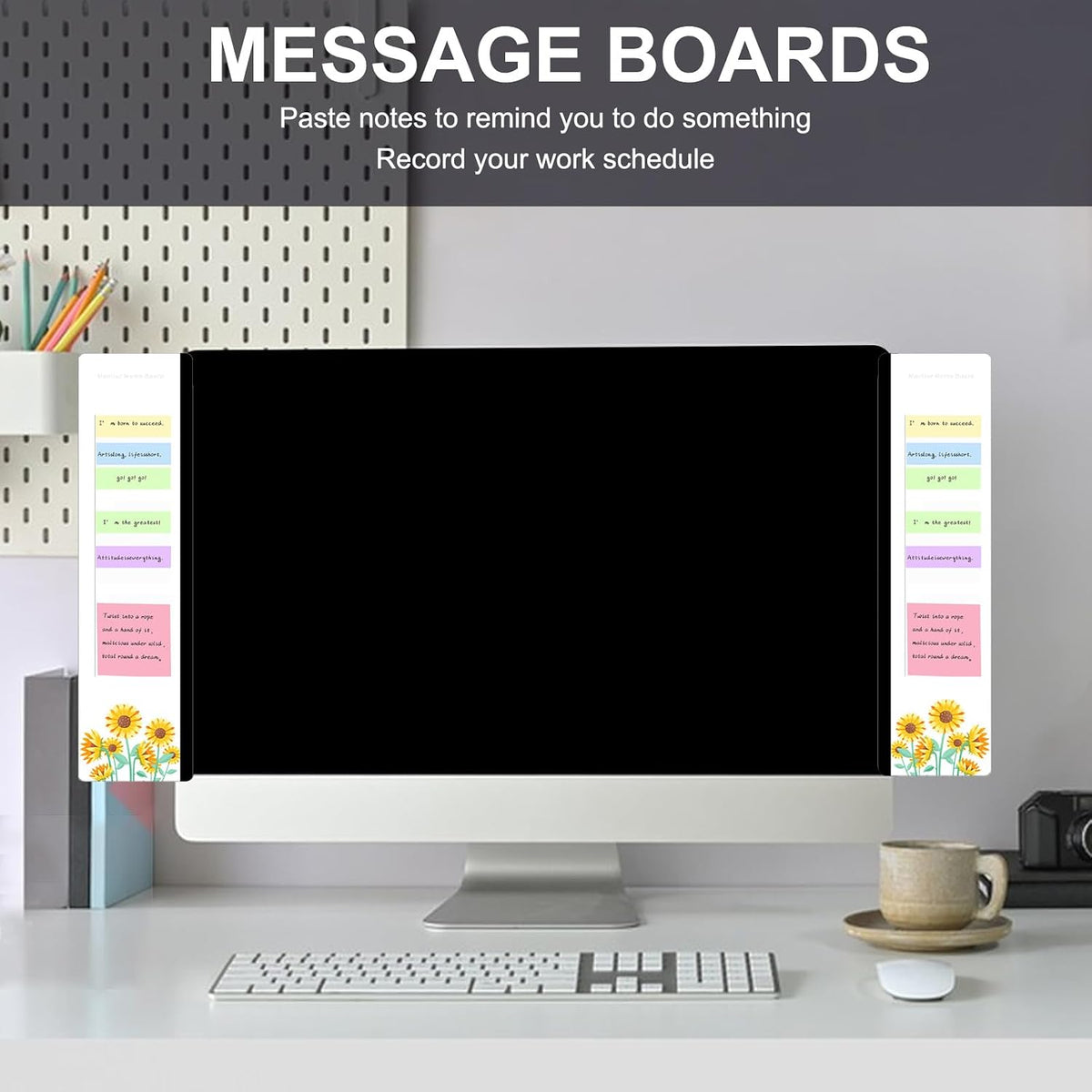 Office Desk Accessories 2pcs Multifunction Computer Monitor Memo Board - Transparent Computer Side Panel Memo Creative Monitor Side Panel Suitable for Office Home Desktop