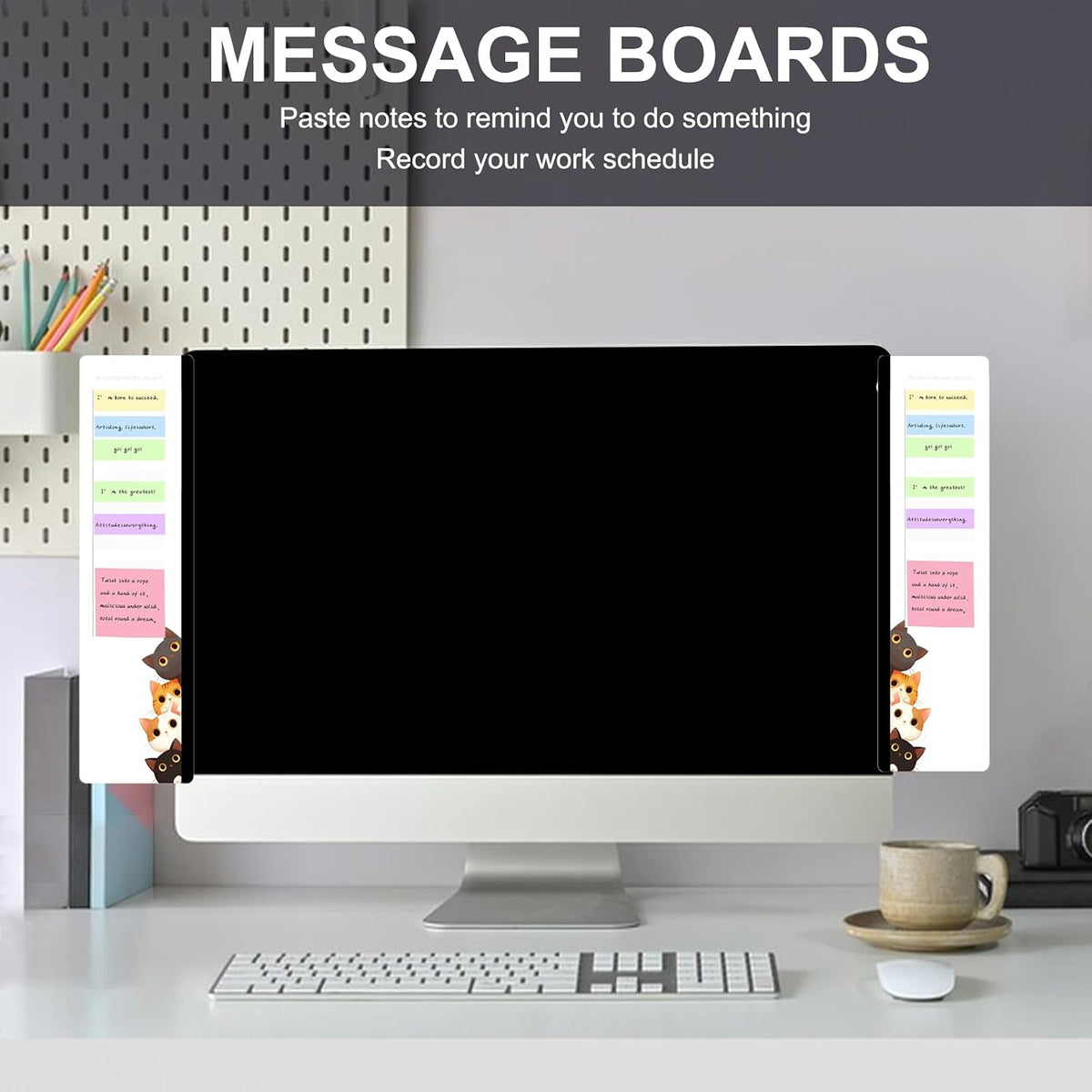 Office Desk Accessories 2pcs Multifunction Computer Monitor Memo Board - Transparent Computer Side Panel Memo Creative Monitor Side Panel Suitable for Office Home Desktop