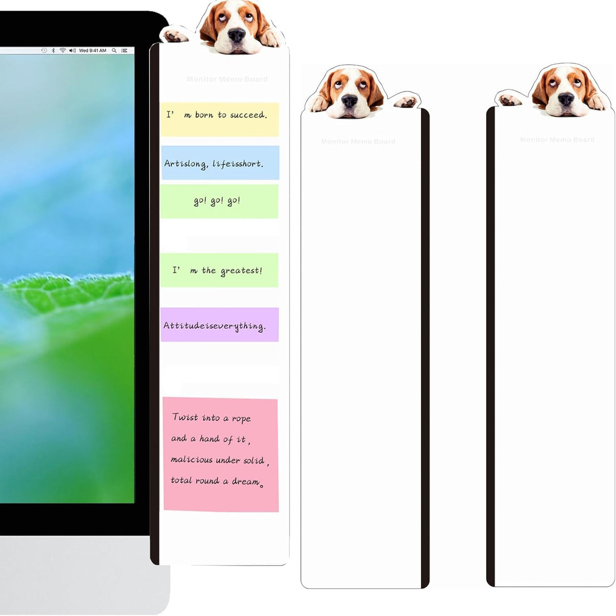Office Desk Accessories 2pcs Multifunction Computer Monitor Memo Board - Transparent Computer Side Panel Memo Creative Monitor Side Panel Suitable for Office Home Desktop