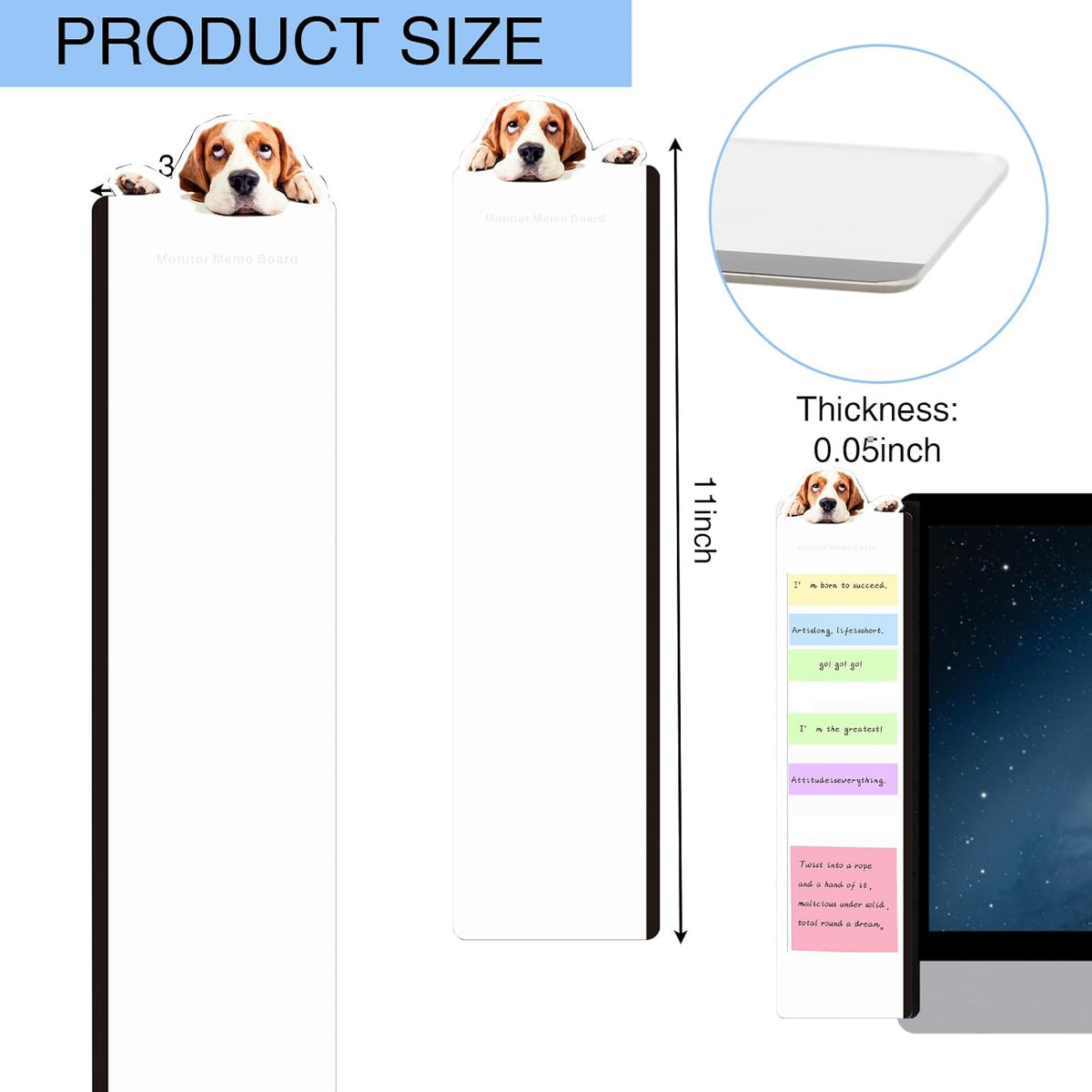Office Desk Accessories 2pcs Multifunction Computer Monitor Memo Board - Transparent Computer Side Panel Memo Creative Monitor Side Panel Suitable for Office Home Desktop