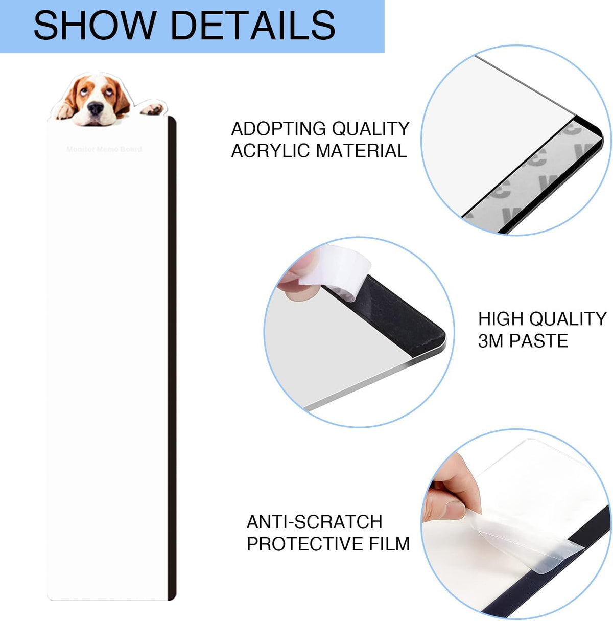 Office Desk Accessories 2pcs Multifunction Computer Monitor Memo Board - Transparent Computer Side Panel Memo Creative Monitor Side Panel Suitable for Office Home Desktop