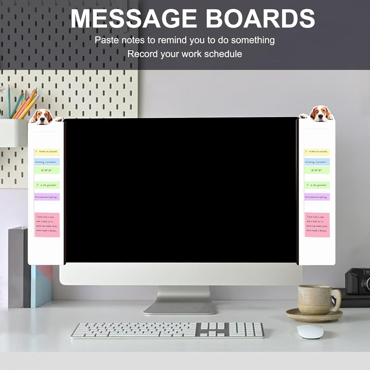 Office Desk Accessories 2pcs Multifunction Computer Monitor Memo Board - Transparent Computer Side Panel Memo Creative Monitor Side Panel Suitable for Office Home Desktop