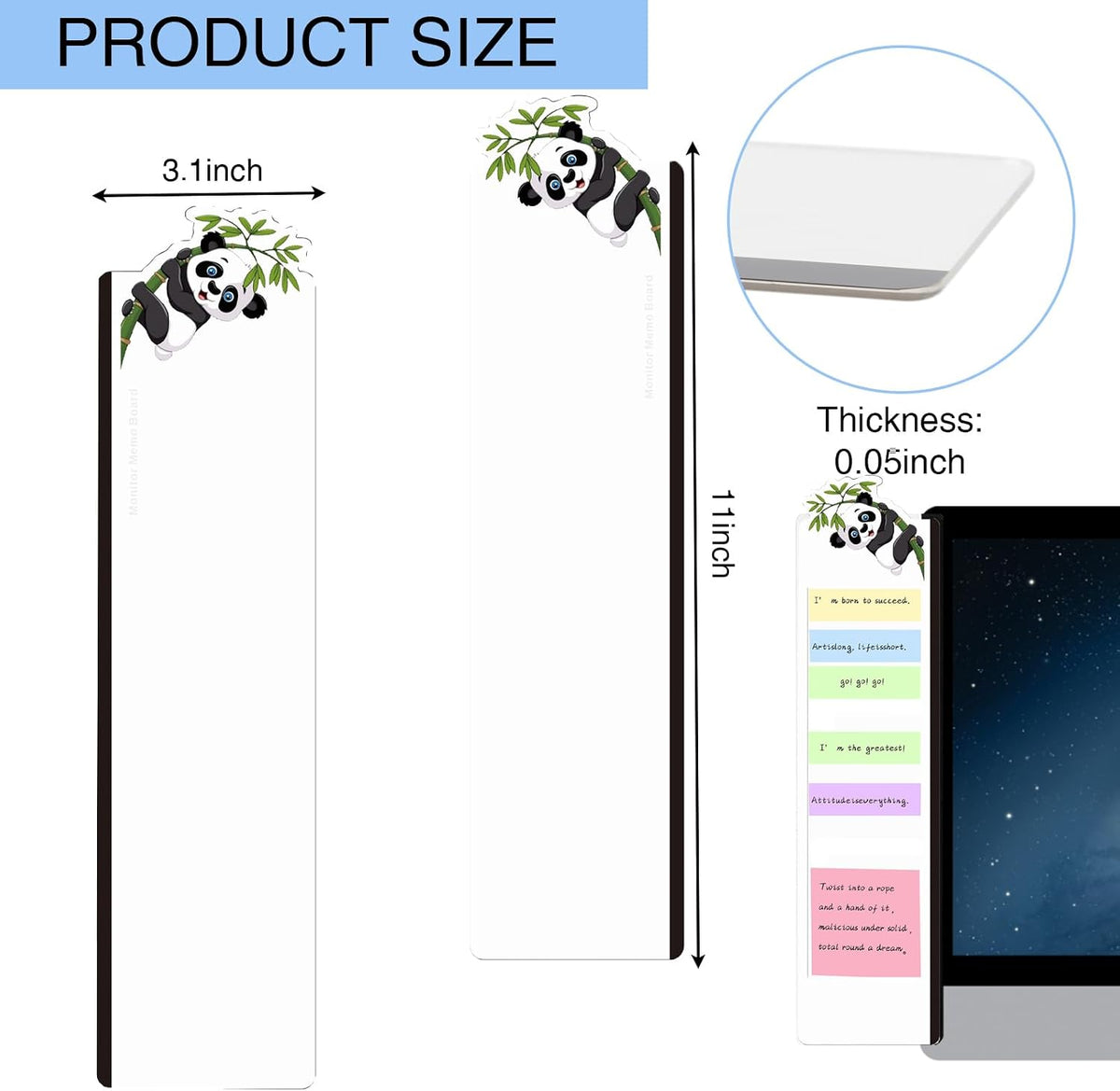 Office Desk Accessories 2pcs Multifunction Computer Monitor Memo Board - Transparent Computer Side Panel Memo Creative Monitor Side Panel Suitable for Office Home Desktop