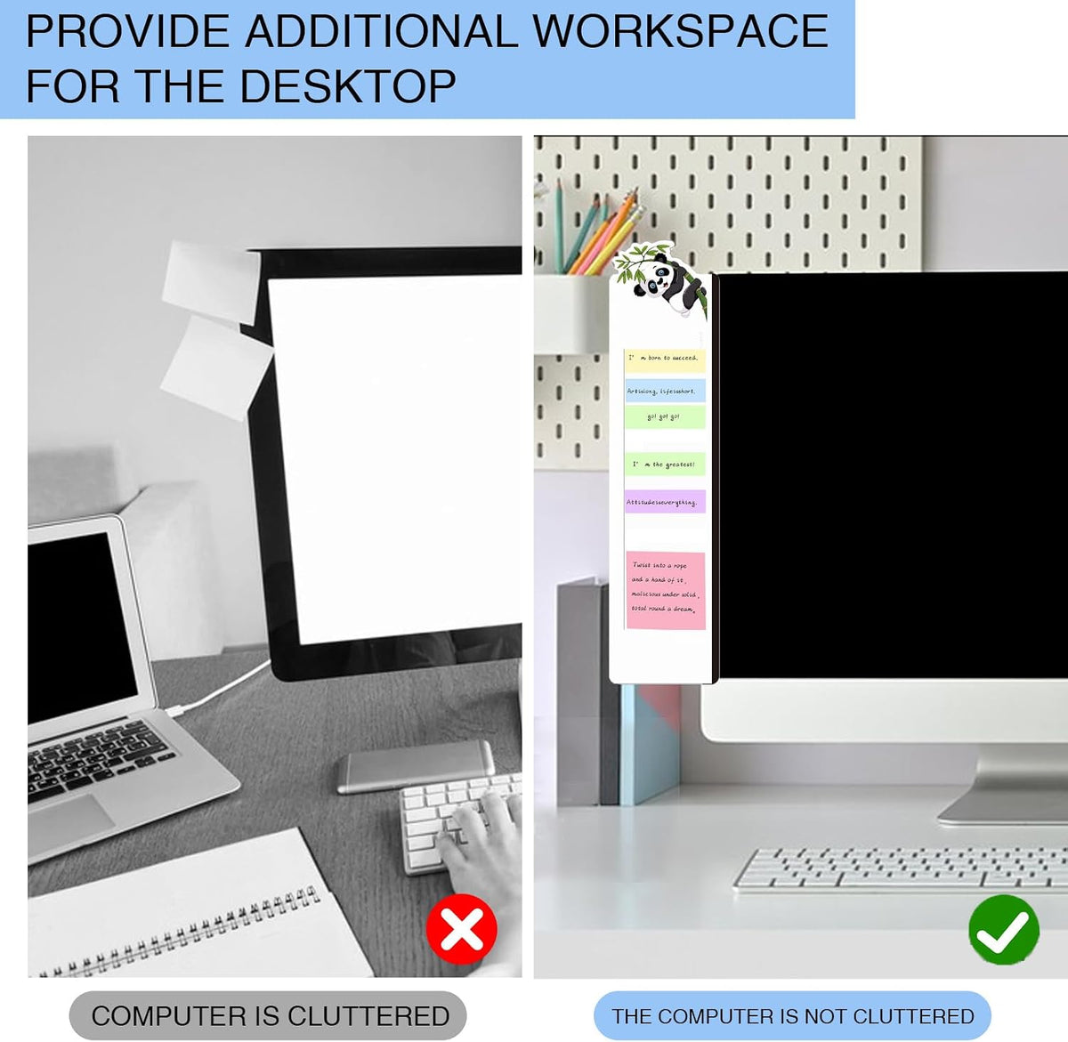 Office Desk Accessories 2pcs Multifunction Computer Monitor Memo Board - Transparent Computer Side Panel Memo Creative Monitor Side Panel Suitable for Office Home Desktop