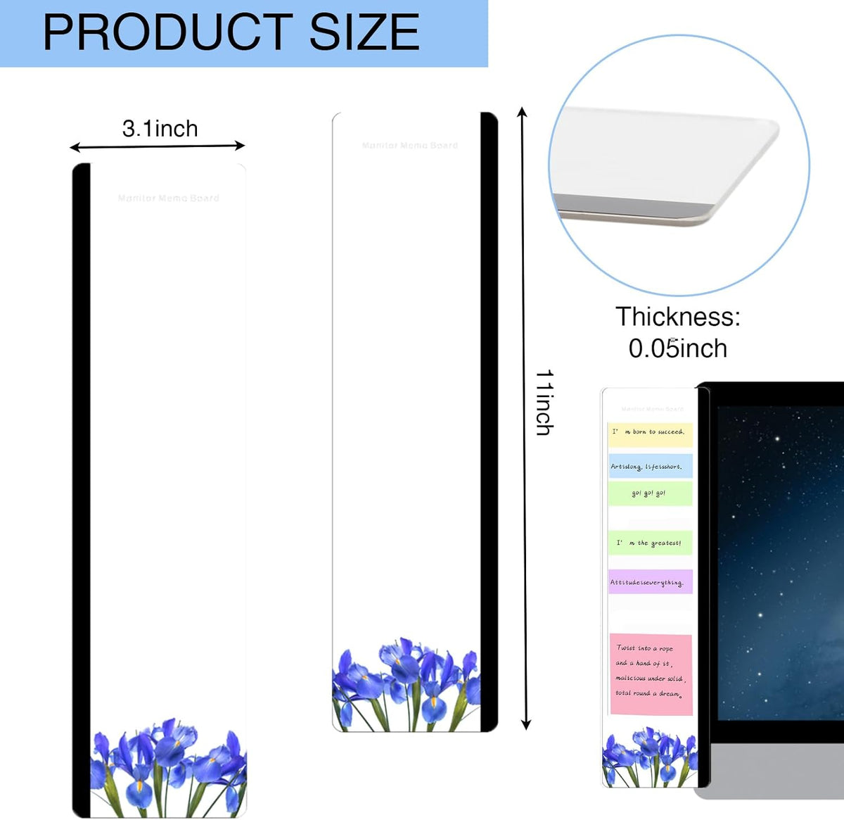 Office Desk Accessories 2pcs Multifunction Computer Monitor Memo Board - Transparent Computer Side Panel Memo Creative Monitor Side Panel Suitable for Office Home Desktop