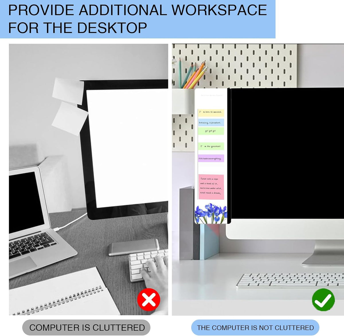 Office Desk Accessories 2pcs Multifunction Computer Monitor Memo Board - Transparent Computer Side Panel Memo Creative Monitor Side Panel Suitable for Office Home Desktop